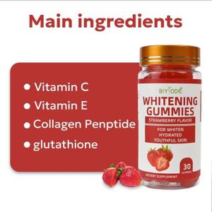 Natures 1 Cure Whitening Gummies For hydrated youthful look - Strawberry Flavor