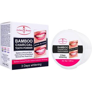 Aichun Beauty Bamboo Charcoal Tooth Powder 3 Days Whitening Fresh Breath Mint Extract Removes Stains 50g/1.69fl.oz