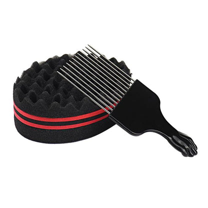 Unisex Double Sided Barber Sponge Hair Brush For Twists Small Hole