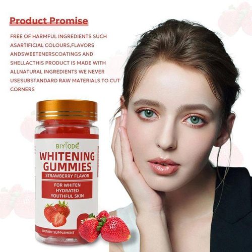 Natures 1 Cure Whitening Gummies For hydrated youthful look - Strawberry Flavor