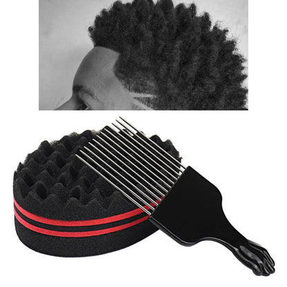 Unisex Double Sided Barber Sponge Hair Brush For Twists Small Hole