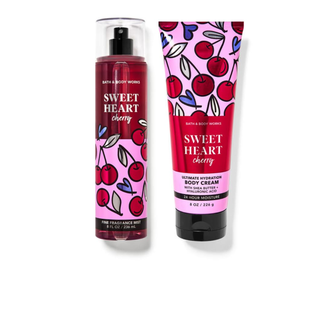 Bath & Body Works Sweetheart Cherry Fragrance Mist and Body Cream Set