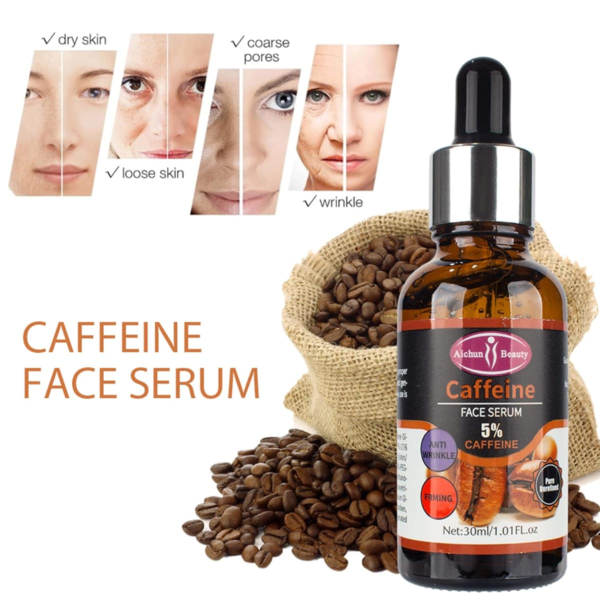 Aichun Beauty 5% Caffeine Face Serum