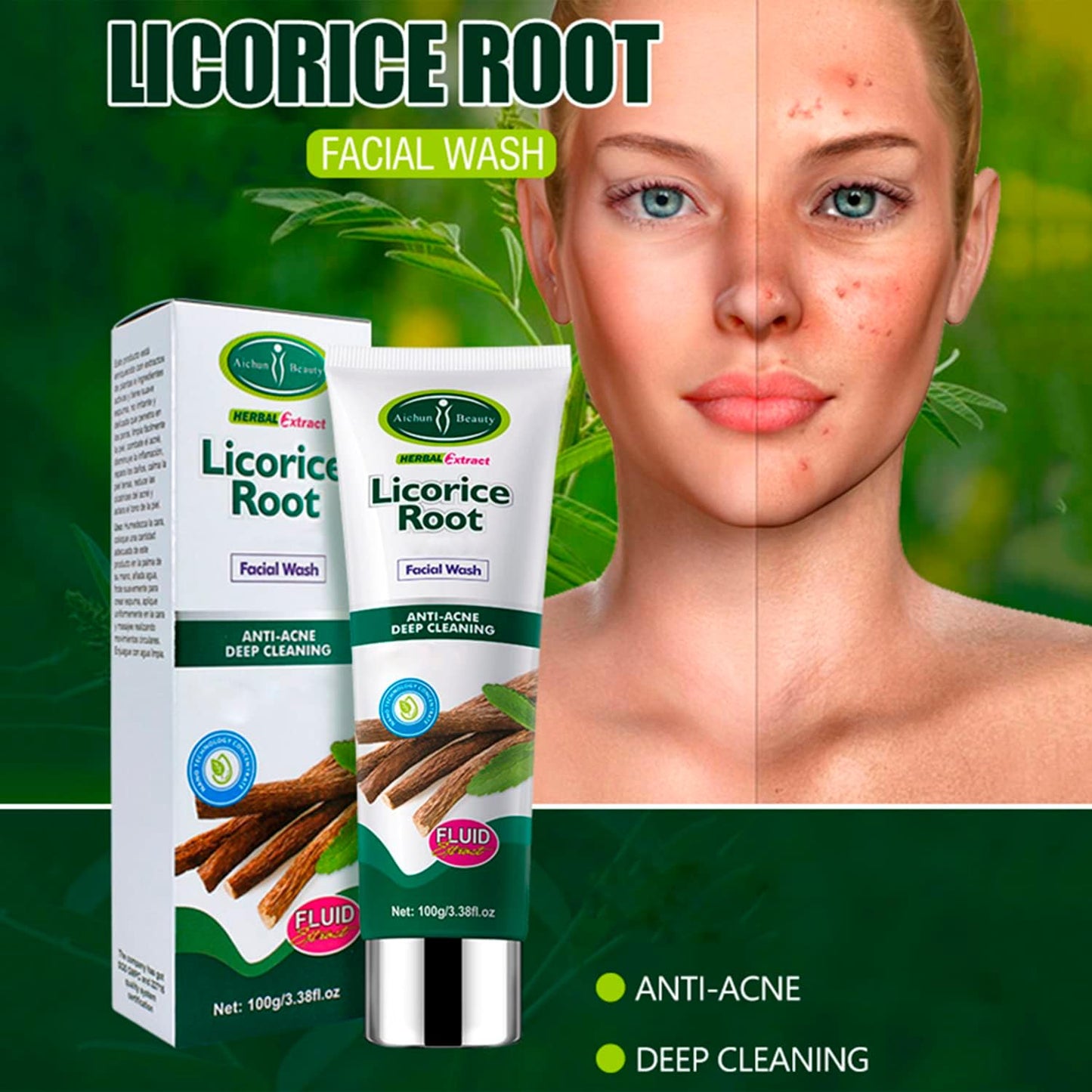 Aichun Beauty Licorice Root  Whitening, Deep Cleansing Face Wash