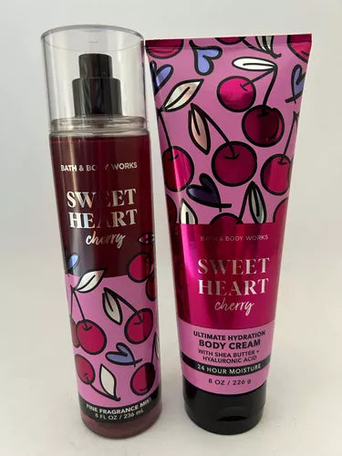 Bath & Body Works Sweetheart Cherry Fragrance Mist and Body Cream Set