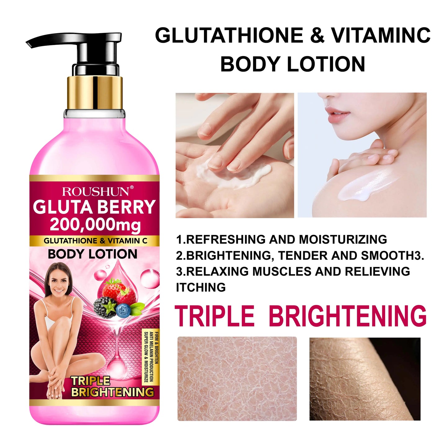 Roushun Gluta Berry Triple Brightening Body Lotion with Vitamin C