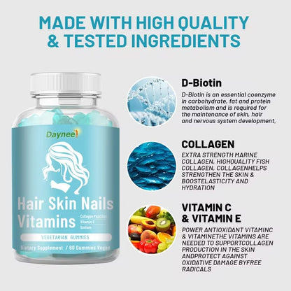 DAYNEE Nature's bounty hair skin and nails growth vitamins gummies for collagen protein candy Vegan Biotin whitening