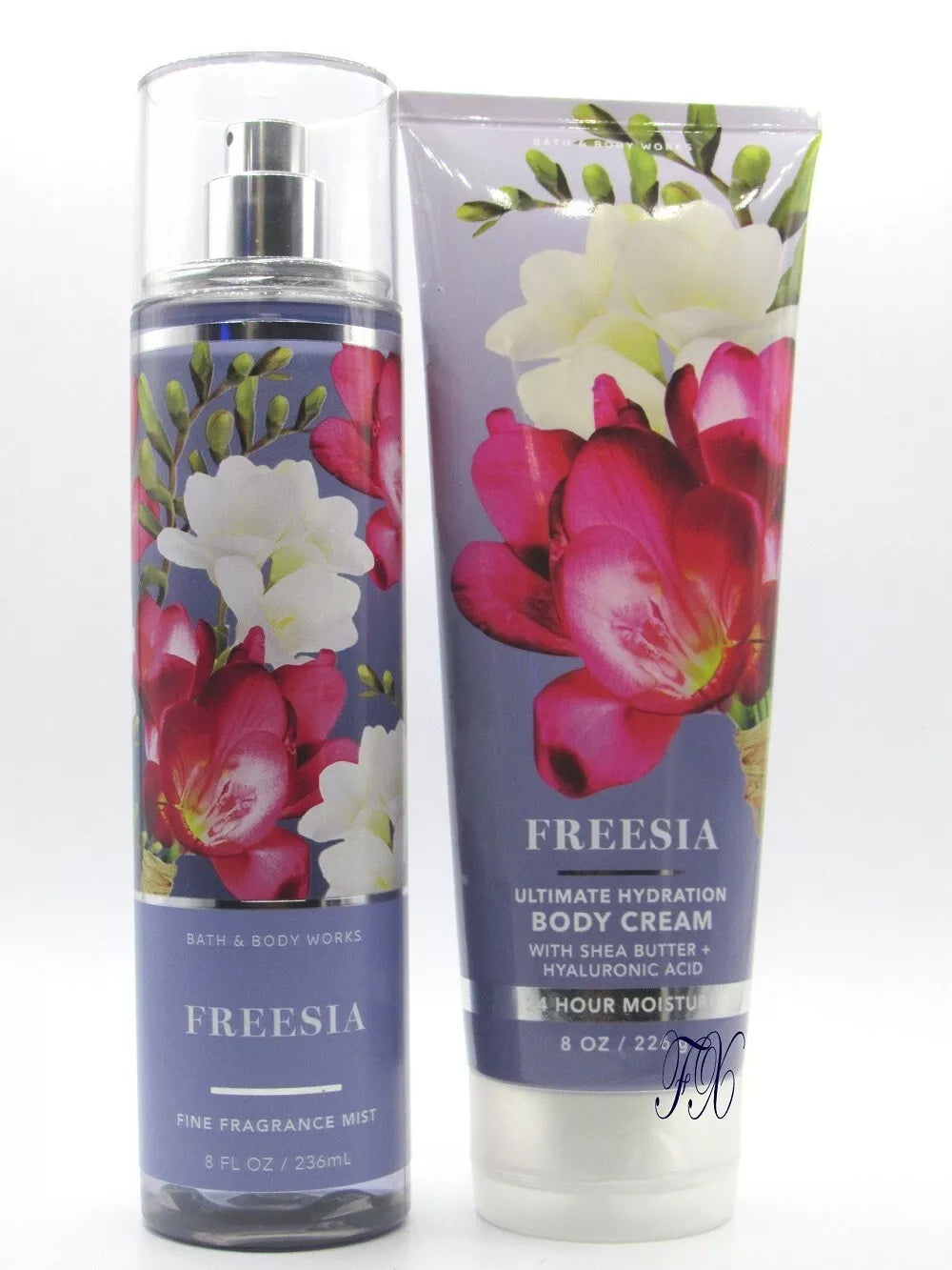 Bath & Body Works Freesia Body Mist Spray & Body Cream Set