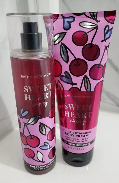 Bath & Body Works Sweetheart Cherry Fragrance Mist and Body Cream Set