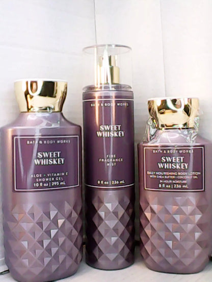 Bath & Body Works Sweet Whiskey Fragrance Mist, Body Cream; Gel Wash Set