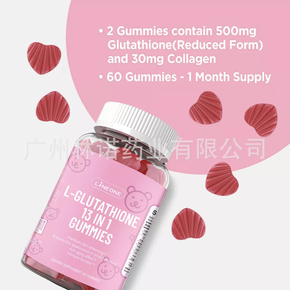 L-GLUTATHIONE Anti-Aging Collagen Vitamins Boost Energy Immunity Gummies 13 in 1 Compound Gummy Bears